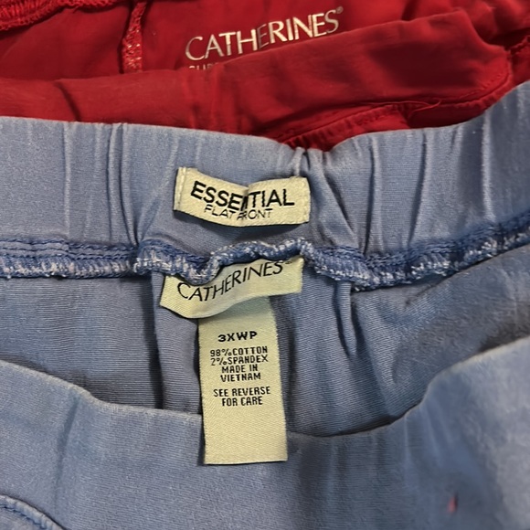 Two pair of capris, by Catherine’s. 1 is stretch denim and 1 is red burgundy. - Picture 3 of 3